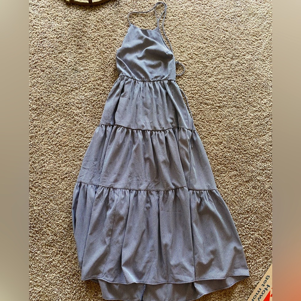 Gingham blue maxi dress.